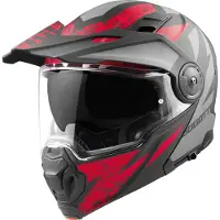 Bogotto Casque modulable FG-102 Safari en fibre de verre pour enduro, noir mat/gris/rouge, XL