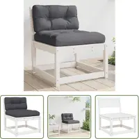 The Living Store Canapé de jardin avec coussins Blanc Pin massif