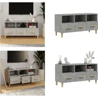 vidaXL Armoire TV gris béton 102x36x50 cm Bois composite - Armoire TV - Meubles TV - Supports TV