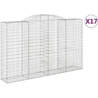 vidaXL Gabions avec arc surélevé 17 pcs 300x50x180/200cm Fer galvanisé
