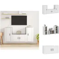 vidaXL Ensemble de meubles TV 3 pièces Blanc Matériau dérivé du bois - Meubles TV