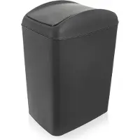 Orion | Poubelle 10 l - Gris foncé - Avec couvercle rabattable - Idéal pour la cuisine et la salle de bain
