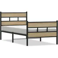 vidaXL Cadre de lit en métal sans matelas chêne sonoma 75x190 cm