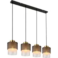 Globo Lighting Suspension Olga 4 lumières noires avec maille