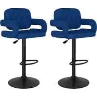 Syfax Tabourets de bar lot de 2 bleu tissu