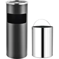 The Living Store Cendrier sur pied 30 L Acier Gris