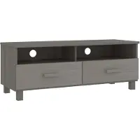 Sonstiges Meuble TV HAMAR Gris clair 106x40x40 cm Bois massif de pin
