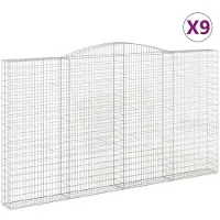 vidaXL Gabions avec arc surélevé 9 pcs. 400x30x220/240cm Fer galvanisé