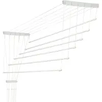 Kadax Séchoir à linge de plafond "Torp", charge maximale 12kg, 6 tiges, 140 cm, blanc