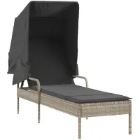 Syfax Chaise longue avec auvent gris clair résine tressée