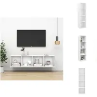 vidaXL Meuble TV mural blanc 37x37x142,5 cm Bois composite - Meuble TV