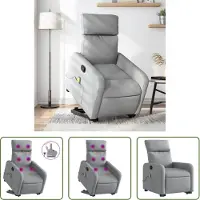 The Living Store Fauteuil de massage avec releveur Gris clair Tissu