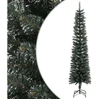 Syfax Sapin de Noël artificiel mince avec support Vert 240 cm PVC