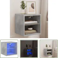 The Living Store Meuble TV mural avec lampes LED gris béton 30x28,5x30 cm