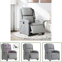 The Living Store Fauteuil de massage électrique Gris clair Tissu