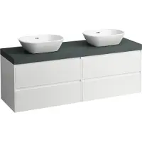 Laufen LANI Plan de lavabo gris trafic incl. meuble sous-lavabo, 1 découpe à gauche et à droite, 1570x495x580mm, H4055941129901