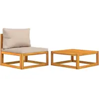 Syfax Salon de jardin avec coussins 2 pcs bois massif acacia