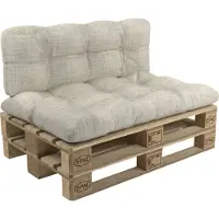 Pokar Coussin pour palette avec belle surpiqûre, Taille:Set coussin d'assise 120x60 + coussin de dossier 120x60, Couleur:Beige