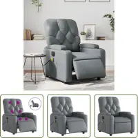 The Living Store Fauteuil de massage électrique gris similicuir