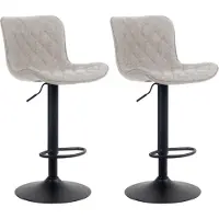 CLP Lot de 2 tabourets de bar ajustables pivotants velours Crème