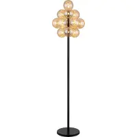 Globo Lighting Lampadaire, noir, boule de verre ambre, H 160 cm