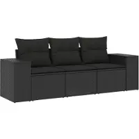 Sonstiges Salon de jardin 3 pcs avec coussins noir résine tressée