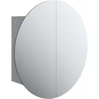 Syfax Armoire de salle de bain miroir rond et LED Gris 40x40x17,5 cm