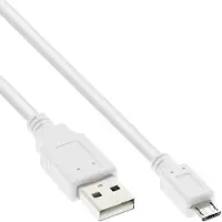 InLine 31750W Câble Micro-USB 2.0, USB-A prise à Micro-B prise, blanc, 5m