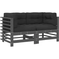 vidaXL Canapé d'angle avec coussins 2 pcs. Gris Pin massif