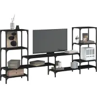 Prolenta Meuble TV exclusif - Noir, 206,5 x 28,5 x 95 cm, fabriqué en panneaux de particules