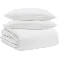 vidaXL Ensemble couette et oreiller 3 pcs Blanc Plume de duvet