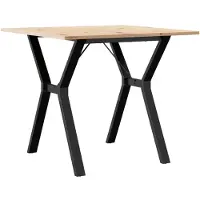 Syfax Table à manger cadre en Y 80x80x75 cm bois de pin massif acier