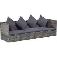Syfax Lit de jardin Gris 200x60 cm Résine tressée