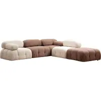 AEA Braun-Weißes Ecksofa Designer Wohnzimmer L-Form Moderne Couch Möbel