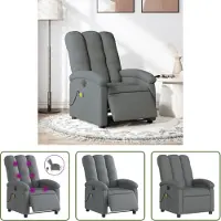 The Living Store Fauteuil de massage électrique Tissu gris foncé