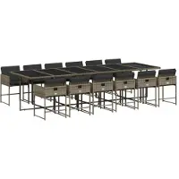 vidaXL Ensemble de jardin 13 pièces avec coussins Gris Poly rotin