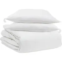 vidaXL Ensemble couette et oreiller 3 pcs Blanc Plume de duvet