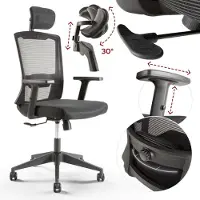 Arebos Chaise de bureau ergonomique | Appuie-tête et accoudoirs réglables, 136 kg
