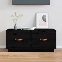 Prolenta Maison Exclusive - Meuble TV noir 80x34x35 cm Bois massif Pin