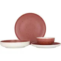 RINART Service de table (Medium) - Rose - 24 pièces - 6 personnes - Porcelaine