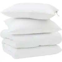 vidaXL Couverture d'hiver avec 3 coussins, blanche, en microfibre