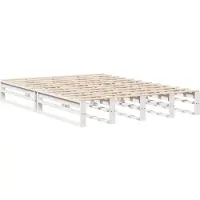 Syfax Cadre de lit sans matelas blanc 135x190 cm bois de pin massif