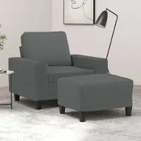 Prolenta Maison Exclusive - Fauteuil avec repose-pieds, gris foncé, 60 cm, tissu