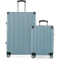 Hauptstadtkoffer Q-Damm - Set de 2 valises, grande valise XL Extension + valise cabine avion valise de bord + valise à roulettes check-in, trolleys avec doubles roulettes, TSA,Pool bleu