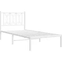 Syfax Cadre de lit métal sans matelas avec tête de lit blanc 80x200cm