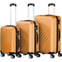Zelsius Set de valises 3 pièces, orange, valise de voyage en ABS avec serrure à combinaison et séparateur intérieur