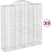 vidaXL Gabions avec arc surélevé 9 pcs. 200x50x200/220cm Fer galvanisé