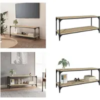 vidaXL Armoire TV Chêne Sonoma 100x33x41 cm Bois composite et acier - Armoire TV - Meubles TV - Supports TV