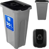 Kadax Poubelle pour le tri sélectif, 30 l, avec couvercle, noir
