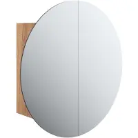 Syfax Armoire de salle de bain miroir rond et LED Chêne 47x47x17,5 cm